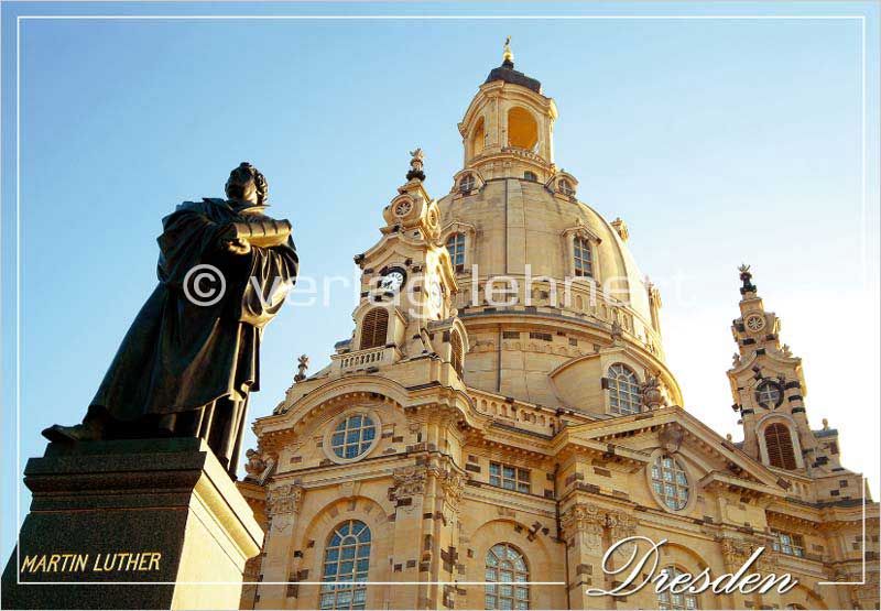 Ansichtskarte Die Frauenkirche Dresden und Lutherdenkmal - VPE - 50 Stück