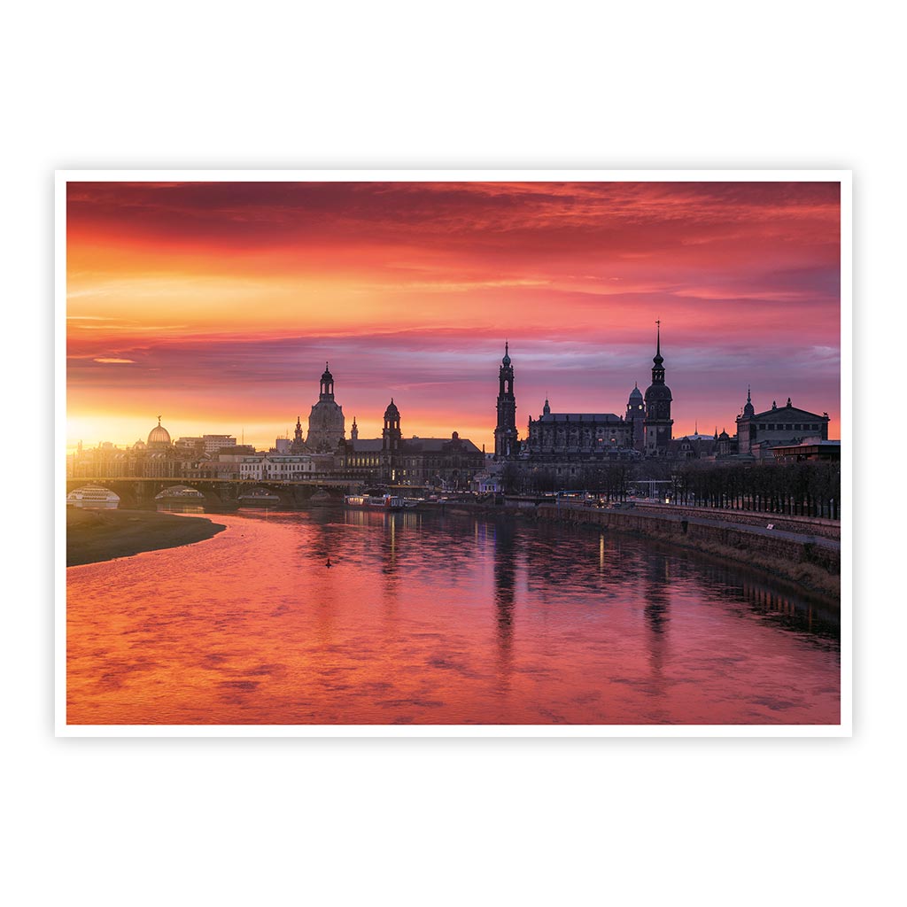 Ansichtskarte Dresden - Dresdner Altstadt zum Sonnenaufgang - VPE - 50 Stück