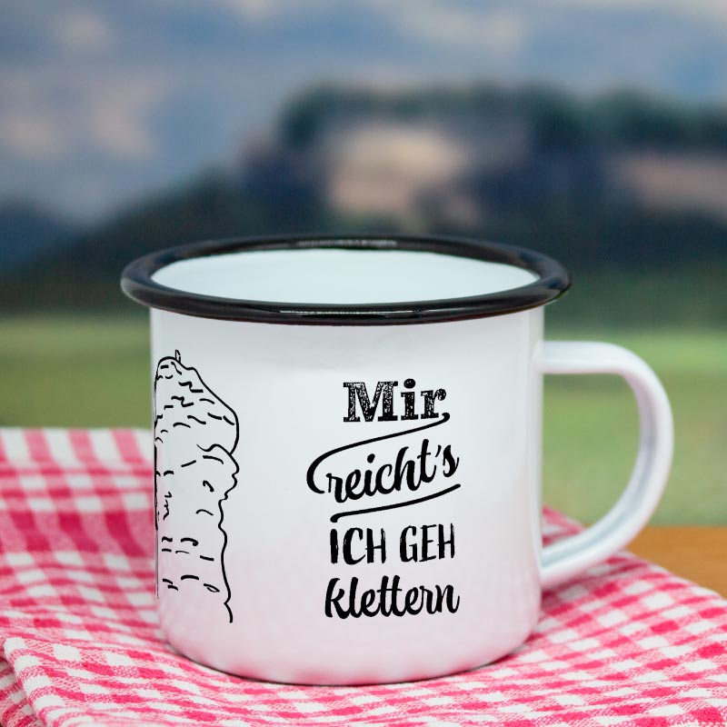 Emailletasse Mir reichts ich geh Klettern