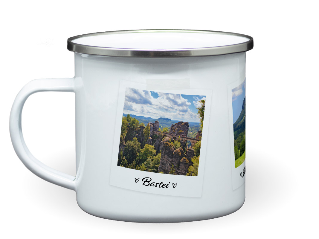 Emaille-Tasse Bastei Sächsische Schweiz