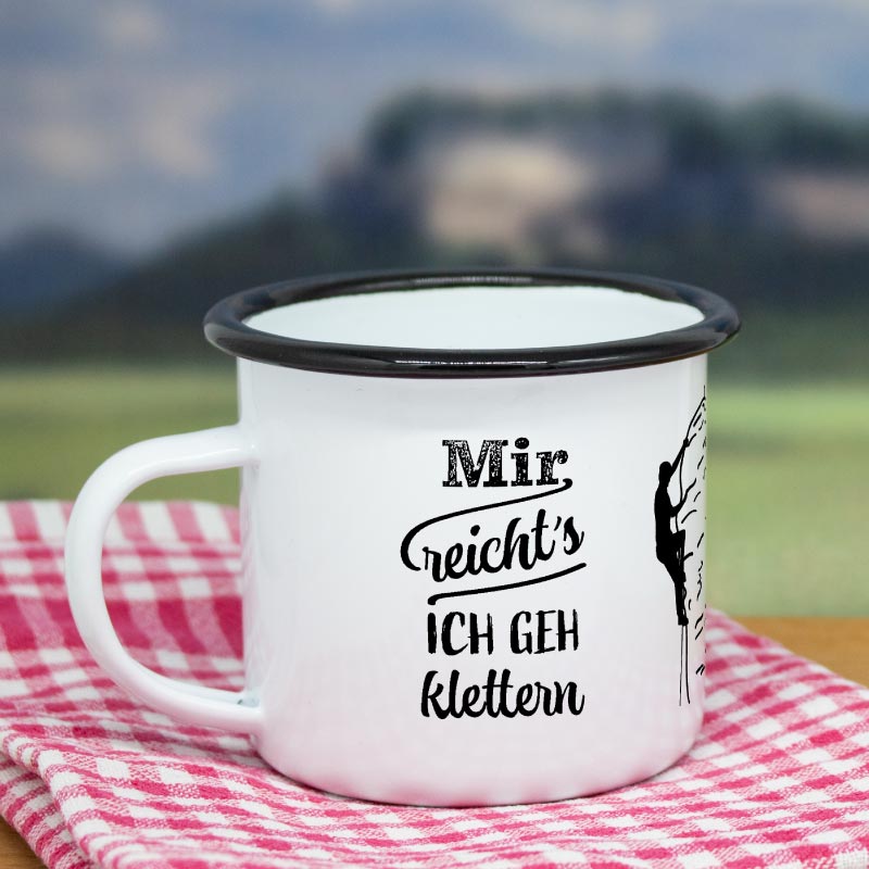 Emailletasse klettern Mir reichts