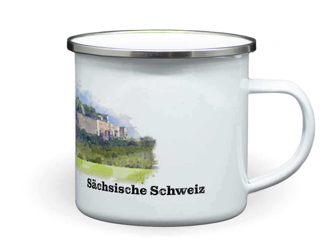 Emailletasse Sächsische Schweiz Festung