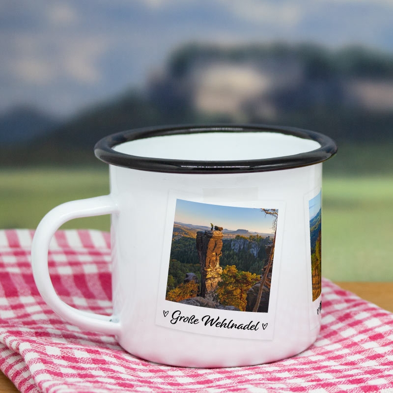 Emailletasse Wehlnadel Sächsische Schweiz