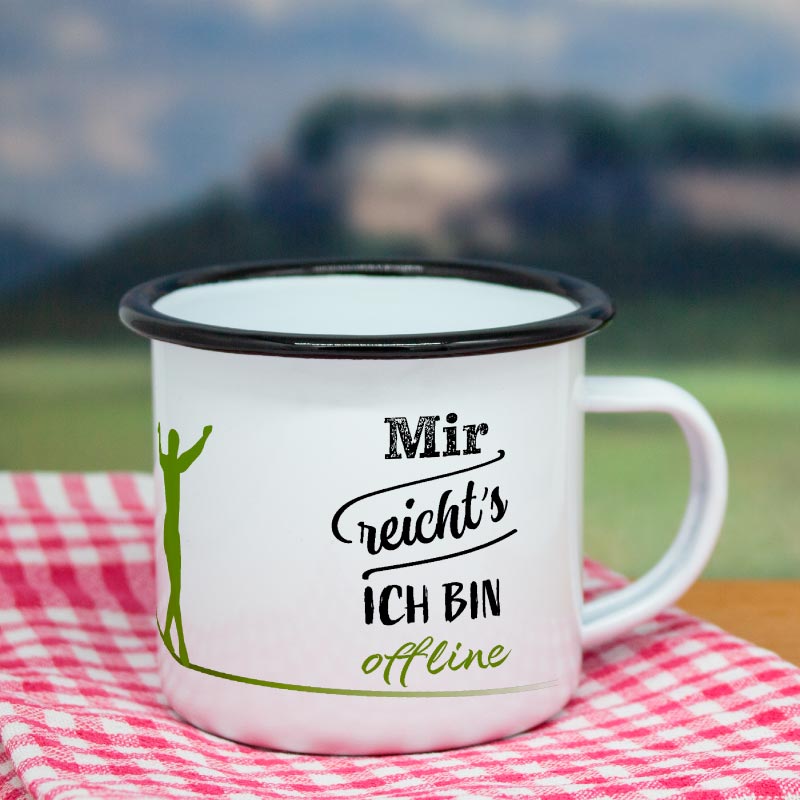 Emailletasse Slackline Mir reichts
